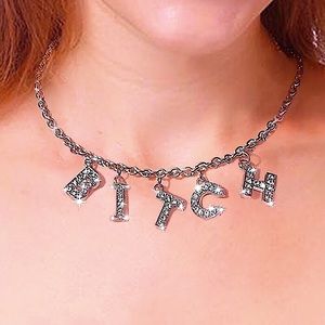 Silver B**** crystal necklace